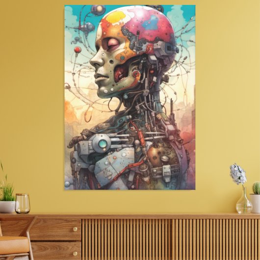 Abstracte Anatomische Cyborg Canvas Print (Insitu (Woonkamer))
