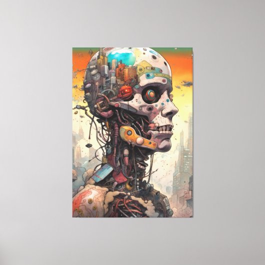 Abstracte Anatomische Cyborg Canvas Print (Voorkant)