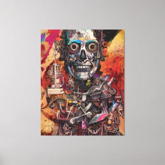 Abstracte Anatomische Cyborg Canvas Print (Voorkant)