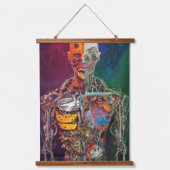 Abstracte anatomische cyborg hangend wandkleed (Voorkant)