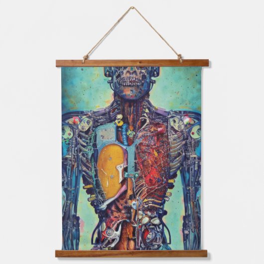 Abstracte anatomische cyborg hangend wandkleed (Voorkant 3)