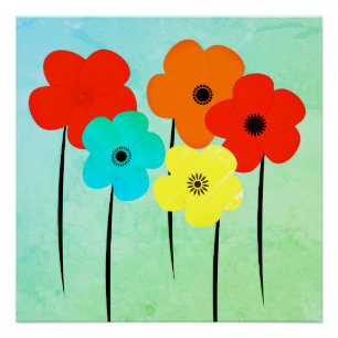 Abstracte Anemonen Bloemen Zomer Vibes Perfect Poster