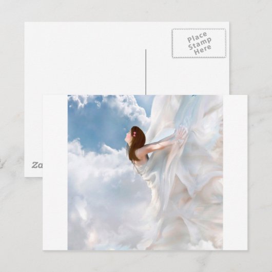 Abstracte Angel Cloudy Flutter Dress Briefkaart (Voorkant / Achterkant)