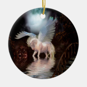 Abstracte Angel White Horse Keramisch Ornament
