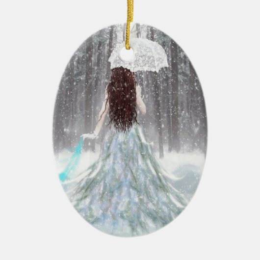 Abstracte Angel Winter Snow Princess Keramisch Ornament (Voorkant)
