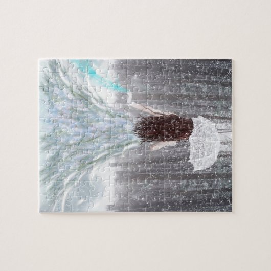 Abstracte Angel Winter Snow Princess Legpuzzel (Horizontaal)