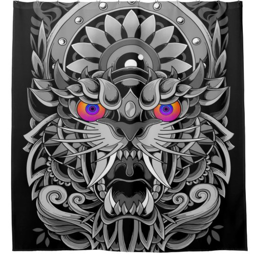 abstracte Angry Tiger Douchegordijn (Voorkant)