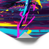 Abstracte Anime: Neon Kitsune Warrior Poster (Hoek)