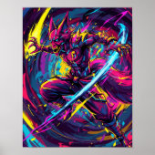Abstracte Anime: Neon Kitsune Warrior Poster (Voorkant)