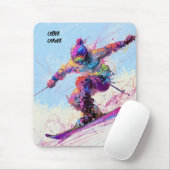 Abstracte anime sneeuwskiër bewerkbare muismat (Met muis)