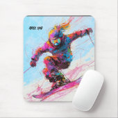 Abstracte anime sneeuwskiër downhill muismat (Met muis)