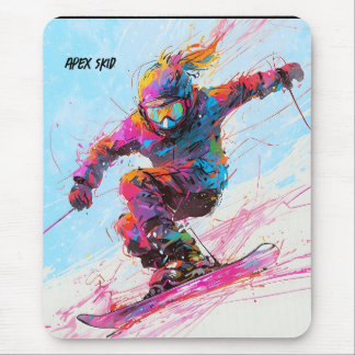 Abstracte anime sneeuwskiër downhill muismat