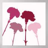 Abstracte anjer Silhouettes - Reds & Pinks Poster (Voorkant)