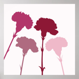 Abstracte anjer Silhouettes - Reds & Pinks Poster