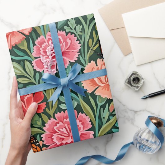 Abstracte Anjers Vlinder Inpakpapier (Geschenken)