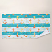 Abstracte ankers: waterverf streeppatroon. badhanddoek (Badhanddoek)