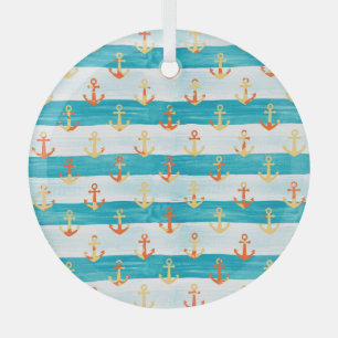 Abstracte ankers: waterverf streeppatroon. glas ornament