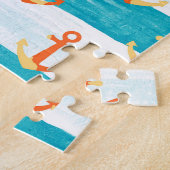 Abstracte ankers: waterverf streeppatroon. legpuzzel (Zijkant)