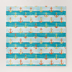 Abstracte ankers: waterverf streeppatroon. legpuzzel
