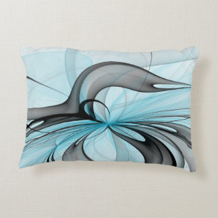 Abstracte Anthracietgrijs Blauw Moderne Fractale K Accent Kussen