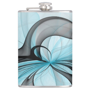 Abstracte Anthracietgrijs Blauw Moderne Fractale K Heupfles