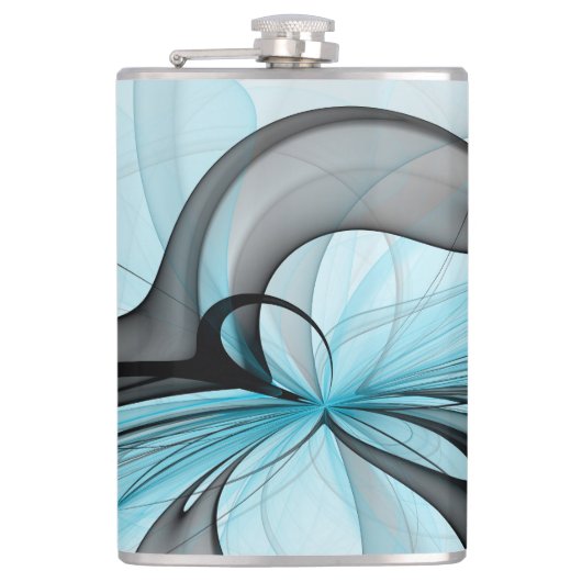 Abstracte Anthracietgrijs Blauw Moderne Fractale K Heupfles (Voorkant)