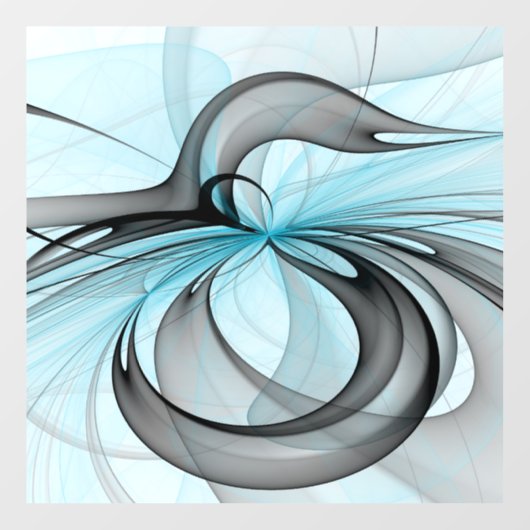 Abstracte Anthracietgrijs Blauw Moderne Fractale K Raamsticker (Vel)