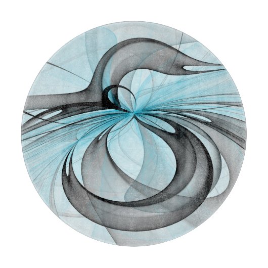 Abstracte Anthracietgrijs Blauw Moderne Fractale K Snijplank (Voorkant)
