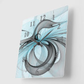 Abstracte Anthracietgrijs Blauw Moderne Fractale K Vierkante Klok (Hoek)