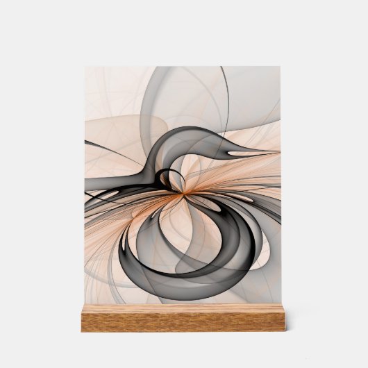 Abstracte Anthracite Gray Sienna Modern Fractal Ar Acryl Bord (Voorkant)