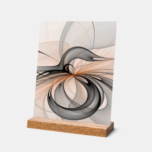 Abstracte Anthracite Gray Sienna Modern Fractal Ar Acryl Bord (Hoek)