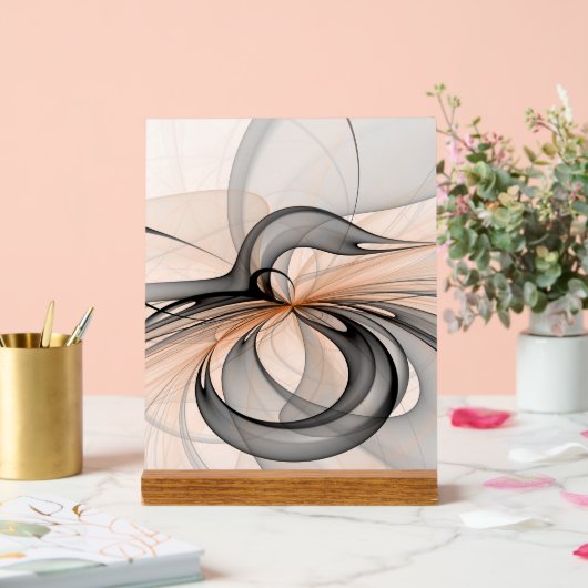 Abstracte Anthracite Gray Sienna Modern Fractal Ar Acryl Bord (Huwelijk)