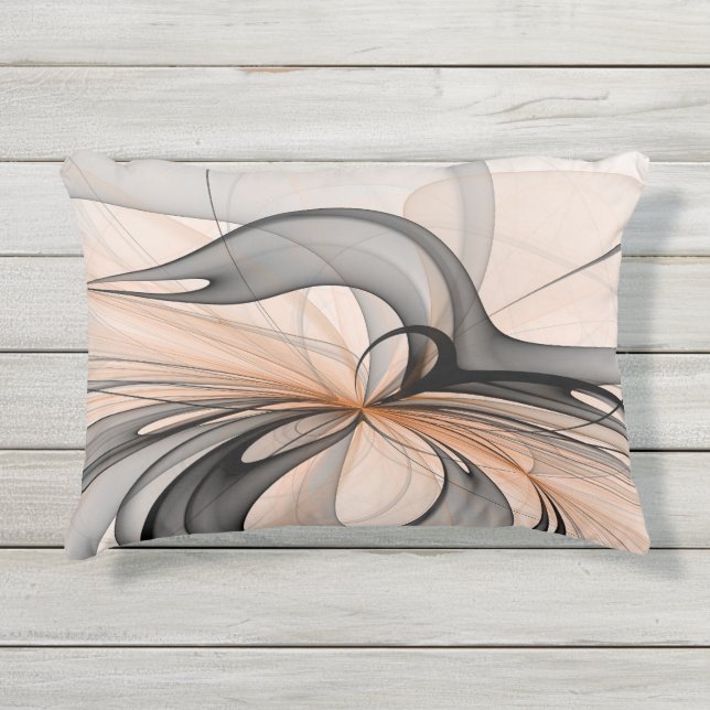 Abstracte Anthracite Gray Sienna Modern Fractal Ar Buitenkussen (Voorkant)