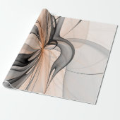 Abstracte Anthracite Gray Sienna Modern Fractal Ar Cadeaupapier (Uitgerold)