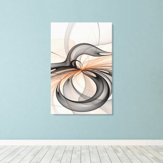 Abstracte Anthracite Gray Sienna Modern Fractal Ar Canvas Afdruk (Insitu (Houten vloer))