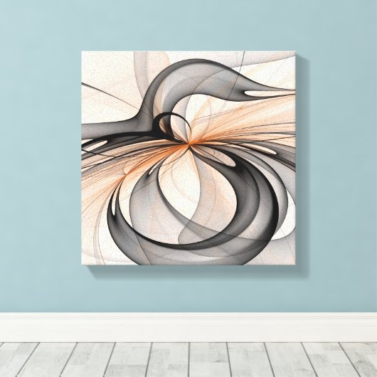Abstracte Anthracite Gray Sienna Modern Fractal Ar Canvas Afdruk (Insitu (Houten vloer))