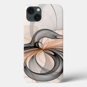 Abstracte Anthracite Gray Sienna Modern Fractal Ar iPhone 13 Hoesje
