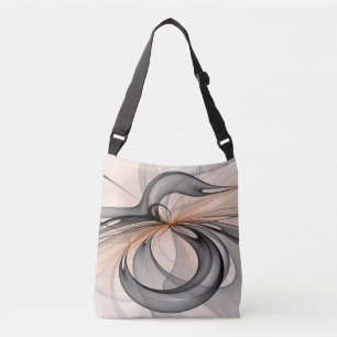 Abstracte Anthracite Gray Sienna Modern Fractal Ar Crossbody Tas