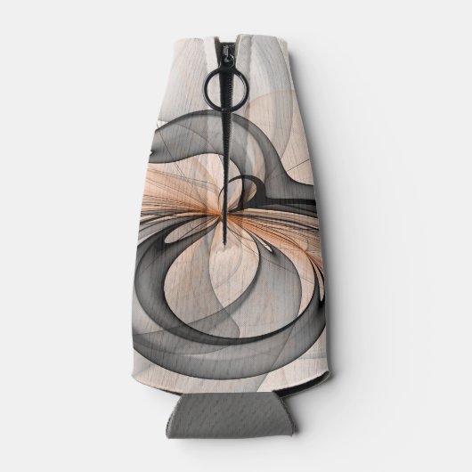 Abstracte Anthracite Gray Sienna Modern Fractal Ar Flesjeskoeler (Achterkant)