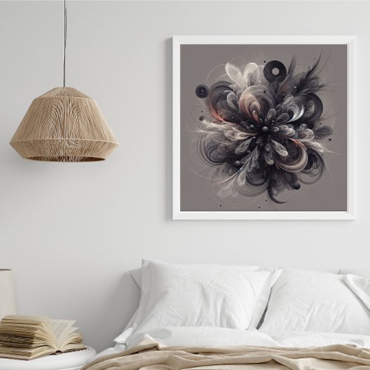 Abstracte Anthracite Gray Sienna Modern Fractal Ar Foto Afdruk