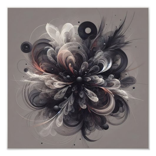 Abstracte Anthracite Gray Sienna Modern Fractal Ar Foto Afdruk (Voorkant)