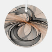 Abstracte Anthracite Gray Sienna Modern Fractal Ar Glas Ornament (Achterkant)