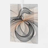 Abstracte Anthracite Gray Sienna Modern Fractal Ar Glas Ornament (Voorkant links)