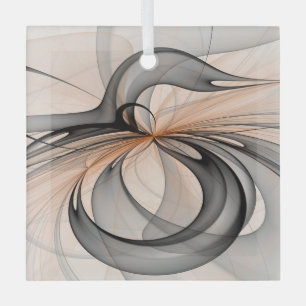 Abstracte Anthracite Gray Sienna Modern Fractal Ar Glas Ornament