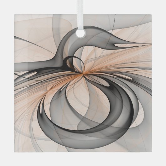 Abstracte Anthracite Gray Sienna Modern Fractal Ar Glas Ornament (Voorkant)