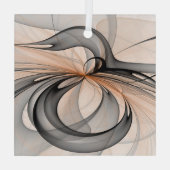 Abstracte Anthracite Gray Sienna Modern Fractal Ar Glas Ornament (Achterkant)