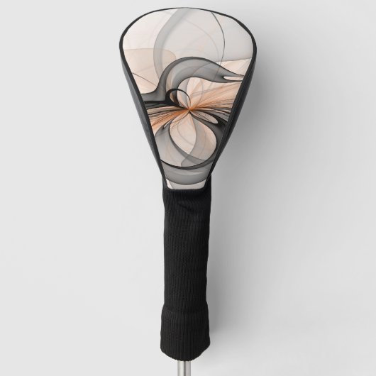Abstracte Anthracite Gray Sienna Modern Fractal Ar Golfheadcover (Voorkant)