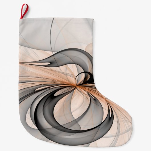 Abstracte Anthracite Gray Sienna Modern Fractal Ar Grote Kerstsok (Voorkant)