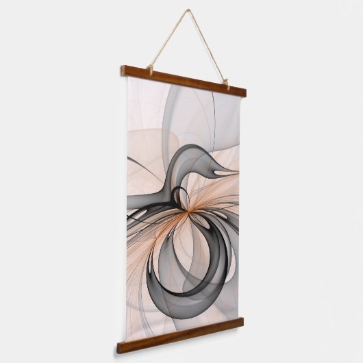 Abstracte Anthracite Gray Sienna Modern Fractal Ar Hangend Wandkleed (Gebogen)