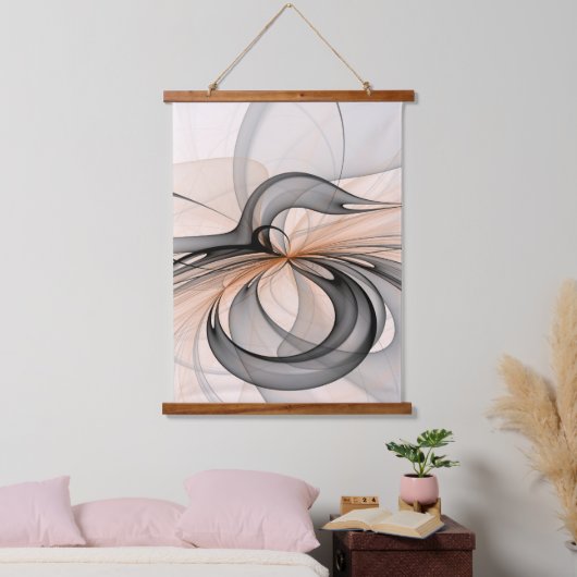 Abstracte Anthracite Gray Sienna Modern Fractal Ar Hangend Wandkleed (Slaapkamer)